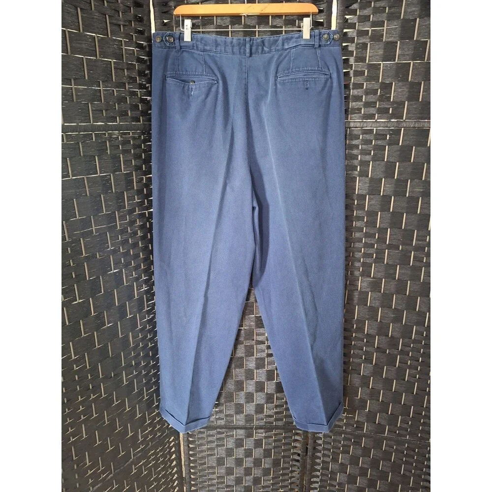 Vintage Banana Republic Safari Travel Pants Mens 38x32 Pleated Navy Blue 90s Y2K